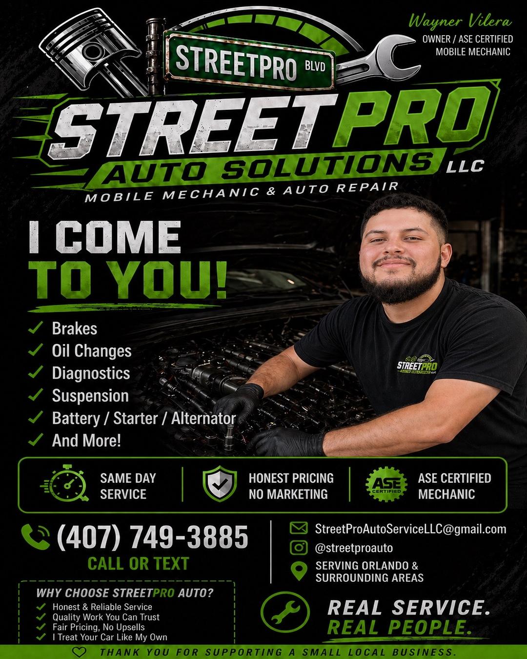 Wayner Vilera, ASE Certified Mobile Mechanic at StreetPro Auto Solutions
